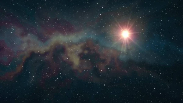 Solitario grande stella brillare in morbida nebulosa stelle cielo notturno illustrazione sfondo nuova qualità natura scenico fresco colorato luce stock immagine — Foto Stock