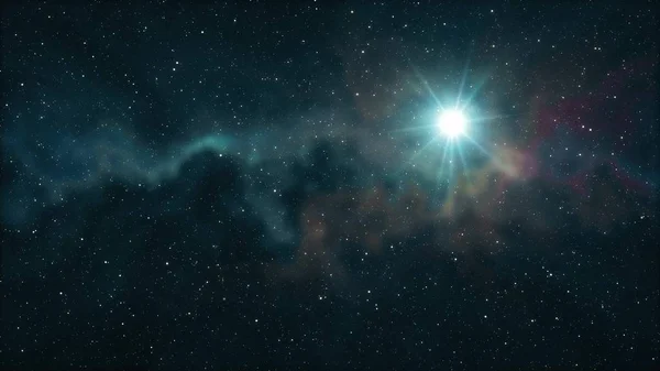 Solitaire grande étoile briller dans la nébuleuse douce étoiles ciel nocturne illustration fond nouvelle qualité nature scénique cool coloré lumière image stock — Photo