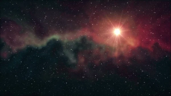 Solitário grande estrela brilho no macio nebulosa estrelas noite céu ilustração fundo nova qualidade natureza cênico fresco colorido luz estoque imagem — Fotografia de Stock