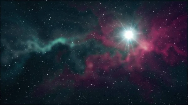 Lone big star shine in soft nebula stars night sky illustration background new quality nature scenic cool colorful light stock image — Stock Photo, Image