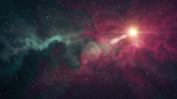 Lone Big Star Shine i mjuka nebulosa stjärnor natthimlen illustration bakgrund ny kvalitet natur natursköna coola färgglada ljus stock bild — Stockfoto