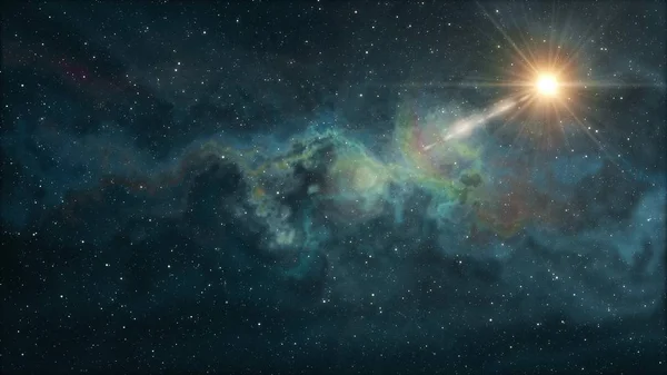 Lone Big Star Shine i mjuka nebulosa stjärnor natthimlen illustration bakgrund ny kvalitet natur natursköna coola färgglada ljus stock bild — Stockfoto