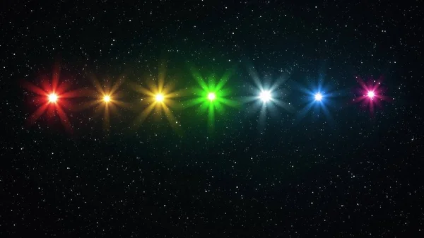 Sete estrelas coloridas do arco-íris brilho ilustração fundo nova qualidade natureza cênica legal colorido agradável luz estoque imagem — Fotografia de Stock