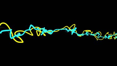 iki mavi sarı renk konuları wriggle uzay arka planda sallayarak - yeni kalite dinamik teknoloji hareket