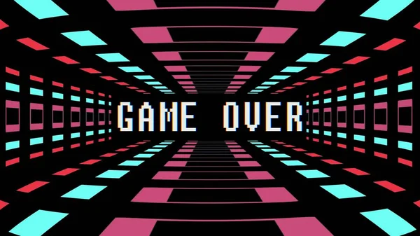 retro game style infinite tunnel flight seamless loop animation with game over blinking text - new quality 4k vintage colorful joyful video footage