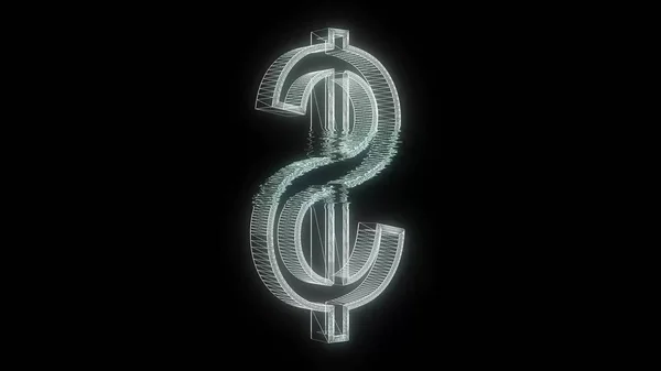 Wireframe dollar sign display illustration background - new quality retro vintage numbers letters finance techno joyful stock image — Stock Photo, Image