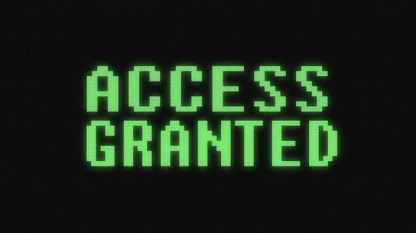 green access granted text on digital black lcd screen illustration new quality techology colorful joyful vintage stock image