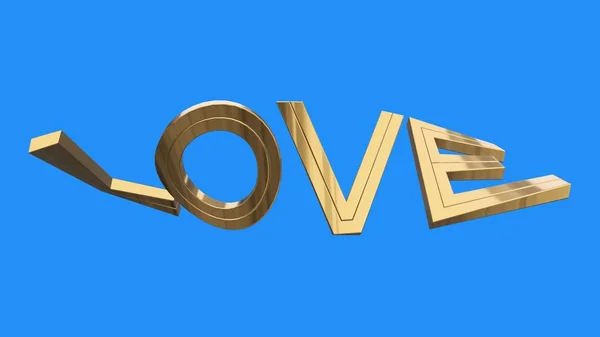 golden curved love word illustration on blue background new quality unique financial business stock image