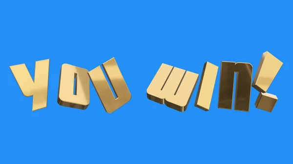 Golden YOU WIN words illustration 3d rendering on blue screen background new quality unique financial business text glamour astock image — Stock Photo, Image