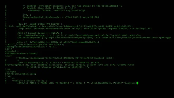Crypté programmation sécurité piratage code flux de données afficher de nouveaux chiffres de qualité lettres codant techno joyeuse vidéo 4k image stock — Photo