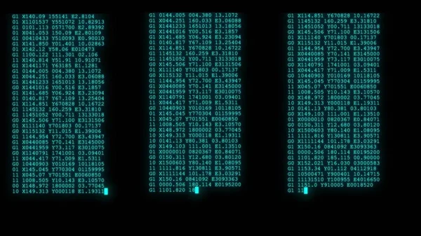 Шифрованное программирование безопасности хакерский код потока данных на дисплее новые качественные цифры буквы кодирования техно радостное видео 4k фондового изображения — стоковое фото