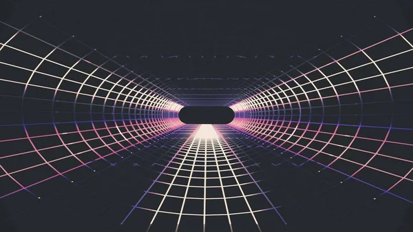 Néon lumières grille net cyber rétro tunnel graphiques illustration fond nouvelle qualité futuriste vintage style cool belle image de stock — Photo