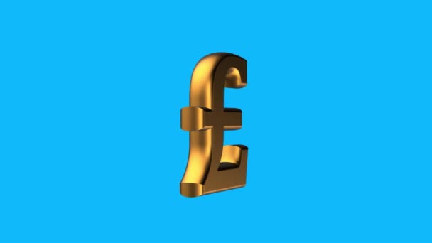 Zlatá britská libra symbol měny otáčející se animace bezproblémová smyčka na modré pozadí nová kvalita unikátní finanční podnikání animovaný dynamický pohyb 4k video burzovní záběry — Stock video