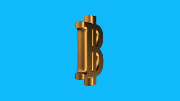 Golden Thailand Baht currency sign spinning animation seamless loop on blue background new quality unique financial business animated dynamic motion 4k vídeo stock footage — Vídeo de Stock