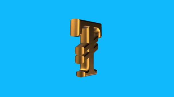 Oro TUGRIK moneda signo girando animación lazo sin costura sobre fondo azul nueva calidad único negocio financiero animado movimiento dinámico 4k material de archivo de vídeo — Vídeo de stock