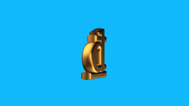 Golden DONG currency sign spin animation seamless loop on blue background new quality unique financial business animated dynamic motion 4k vídeo stock footage — Vídeo de Stock