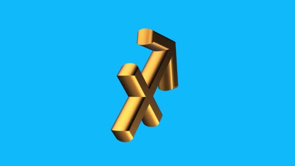 Złoty Strzelec znak zodiaku przędzenia animacja bezszwowe pętli na niebieskim tle nowej jakości unikalny animowany dynamiczny ruch 4K wideo stockowe — Wideo stockowe