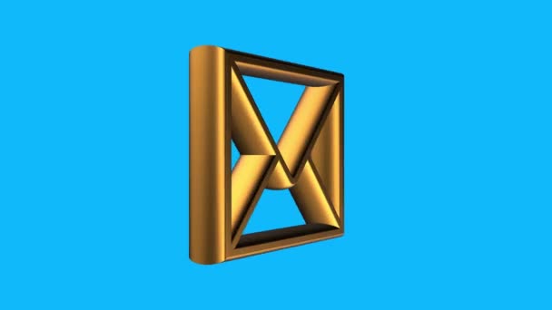 Golden mail letterbox sign spinning animation seamless loop on blue background new quality unique financial business animated dynamic motion 4k video stock footage — Stock Video