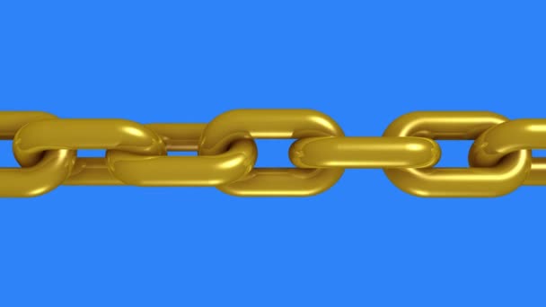 Golden metal chain rotating seamless loop animation green screen 3d motion graphics background new quality industrial techno construction cool nice joyful 4k video footage — Stock Video