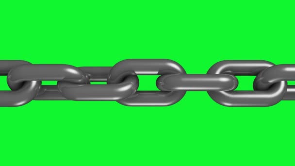 Silver steel metal chain rotating seamless loop animation green screen 3d motion graphics background new quality industrial techno construction cool nice joyful 4k video footage — Stock Video