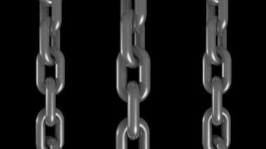 3 Gümüş çelik metal zincirleri dönen Dikişsiz döngü animasyon 3D hareket grafikleri arka plan yeni kalite endüstriyel techno inşaat serin güzel neşeli 4k video görüntüleri