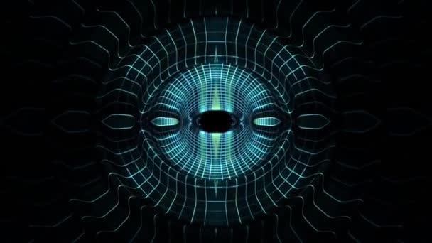 Ondes numériques brillantes pouls oeil dans le cyberespace mouvement graphique animation arrière-plan nouveau style techno de qualité cool belle vidéo de stock 4k — Video