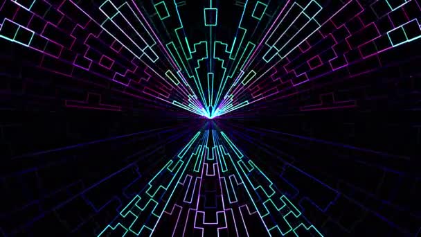 Neon moving grid blocks background animation New quality universal motion dynamic animated technological colorful joyful dance music video 4k stock footage — Stock Video