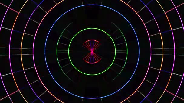 Neon bewegende cirkel grid blokkeert achtergrond animatie nieuwe kwaliteit universele beweging dynamische geanimeerde technologische kleurrijke vreugdevolle dans muziek video 4k Stock Footage — Stockvideo