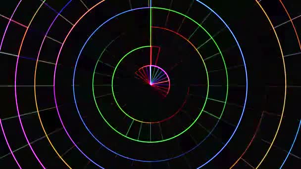 Neon bewegende cirkel grid blokkeert achtergrond animatie nieuwe kwaliteit universele beweging dynamische geanimeerde technologische kleurrijke vreugdevolle dans muziek video 4k Stock Footage — Stockvideo