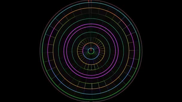 Neón movimiento círculo cuadrícula bloques fondo animación nueva calidad universal movimiento dinámico animado tecnológico colorido alegre danza música video 4k archivo — Vídeo de stock