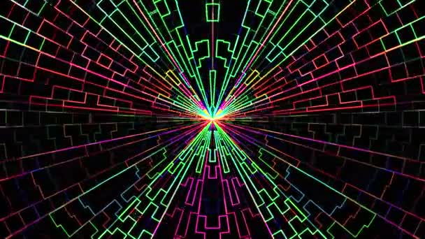 Neon moving grid blocks background animation New quality universal motion dynamic animated technological colorful joyful dance music video 4k stock footage — Stock Video