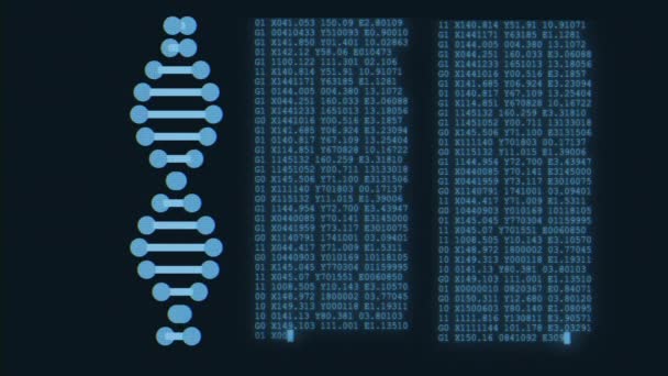 ADN forma espiral molécula decodificación en pantalla lcd animación bucle sin costuras fondo nueva calidad hermosa salud natural fresco buena acción 4k video metraje — Vídeos de Stock