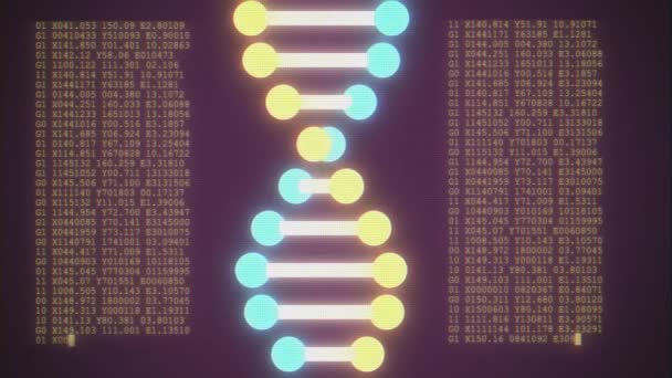 DNA spirala kształt cząsteczki dekodowanie na ekranie LCD bez szwu animacja pętli tło nowej jakości piękne naturalne zdrowie fajne ładne fotografii 4K nagrania wideo — Wideo stockowe