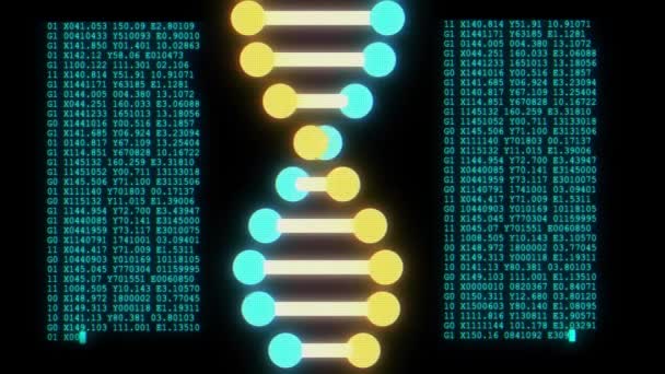 LCD 화면 원활한 루프 애니메이션 배경에 DNA 나선형 모양 분자 디코딩 새로운 품질 아름다운 자연 건강 멋진 멋진 스톡 4K 비디오 영상 — 비디오