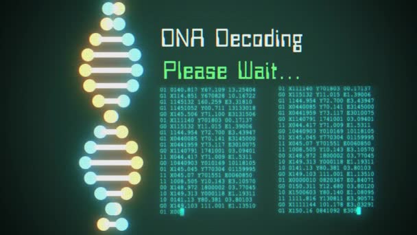 DNA spirale forma molecola decodifica su schermo lcd loop senza soluzione di continuità animazione sfondo di nuova qualità bella salute naturale fresco bello stock 4k video — Video Stock