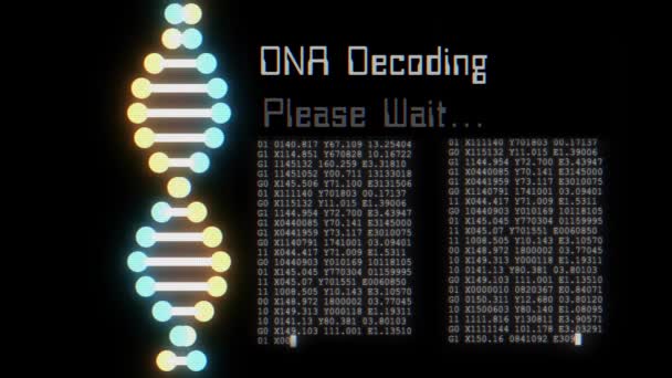 DNA spirale forma molecola decodifica su schermo lcd loop senza soluzione di continuità animazione sfondo di nuova qualità bella salute naturale fresco bello stock 4k video — Video Stock