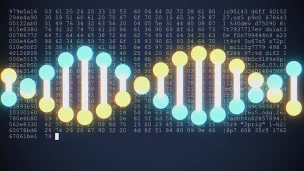 ADN forma espiral molécula decodificación en pantalla lcd animación bucle sin costuras fondo nueva calidad hermosa salud natural fresco buena acción 4k video metraje — Vídeo de stock