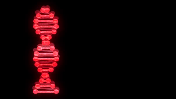 Glitched shiny DNA spiral molecule rotating in space seamless loop animation background new quality beautiful natural health cool nice stock 4k video footage — Stock Video