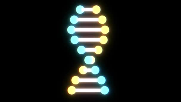 Glitched fényes DNS spirálmolekula forog az űrben varrat nélküli hurok animáció háttér új minőségi gyönyörű természetes egészség cool szép állomány 4k videofelvétel — Stock videók