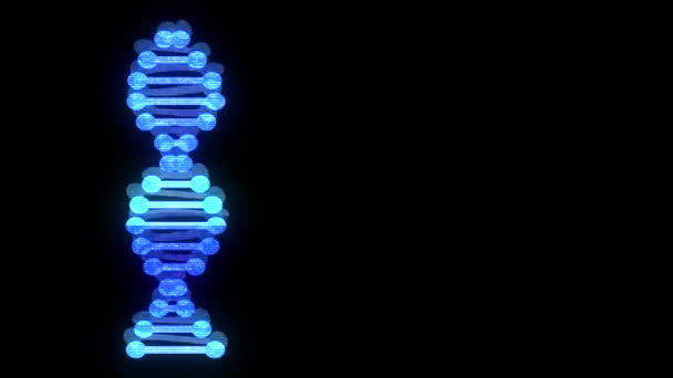 Glitched brillante ADN espiral molécula girando en el espacio sin costuras bucle animación fondo nueva calidad hermosa salud natural fresco buena acción 4k video metraje — Vídeo de stock