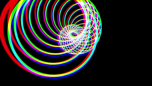 Abstract retro spiral tunnel slow flight color glitched drawing motion graphics animation background new quality vintage style cool nice beautiful 4k 60p stock video footage — Stock Video