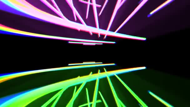 Abstract neonlichten roterende naadloze lus motion graphics animatie achtergrond nieuwe kwaliteit techno stijl kleurrijke cool mooie mooie 4k stockvideo beelden — Stockvideo