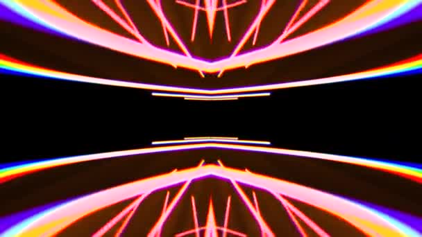 Abstract neonlichten roterende naadloze lus motion graphics animatie achtergrond nieuwe kwaliteit techno stijl kleurrijke cool mooie mooie 4k stockvideo beelden — Stockvideo