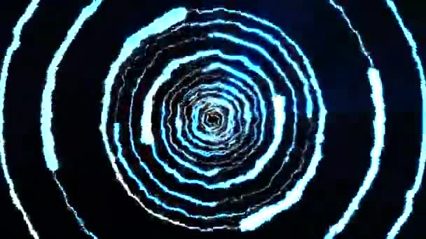 Молнии круглого туннеля полет на черном фоне анимации новое качество уникальное динамическое свечение природы эффект 4k видео — стоковое видео