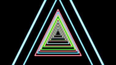Neon üçgen kaburga ışıkları soyut siber tünel hareket grafik animasyon arka plan yeni kalite retro fütüristik vintage tarzı serin güzel güzel video görüntüleri ile uçuş
