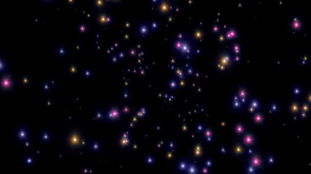 Barevné lesklé hvězdy rychlý let ze středu překryvné animace pozadí nová kvalita přírodní prostorový efekt dynamický barevný světlé 4k burzovní video záběry — Stock video