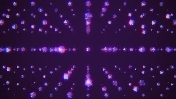 De nombreux cristaux brillants aléatoire tournant décoloration dans l'animation de l'espace de couleur fond glamour nouvelle qualité mouvement universel dynamique animé coloré joyeux cool 4k stock vidéo — Video