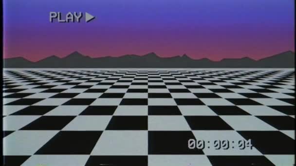 let přes bezešvou šachovnici 90s styl prostý pole VHS efekt pomalý pohyb smyčka Grafika pozadí nová kvalita starožitným stylem cool krásný krásný 4k Stock video záběry
