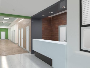Kliniğin iç kısmı. 3B render.