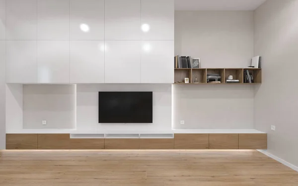 Modern ruang tamu interior dapur. Visualisasi 3D — Stok Foto
